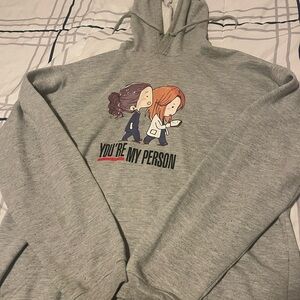 Gray Hoodie with Cartoon Graphic